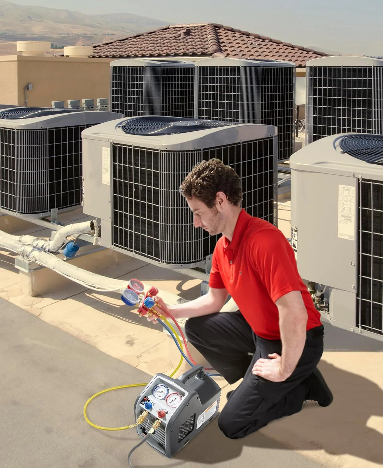 (Portable Refrigerant Recovery Machine - 115V, 60Hz, for Both Liquid and Vapor Refrigerant, White-Robinair