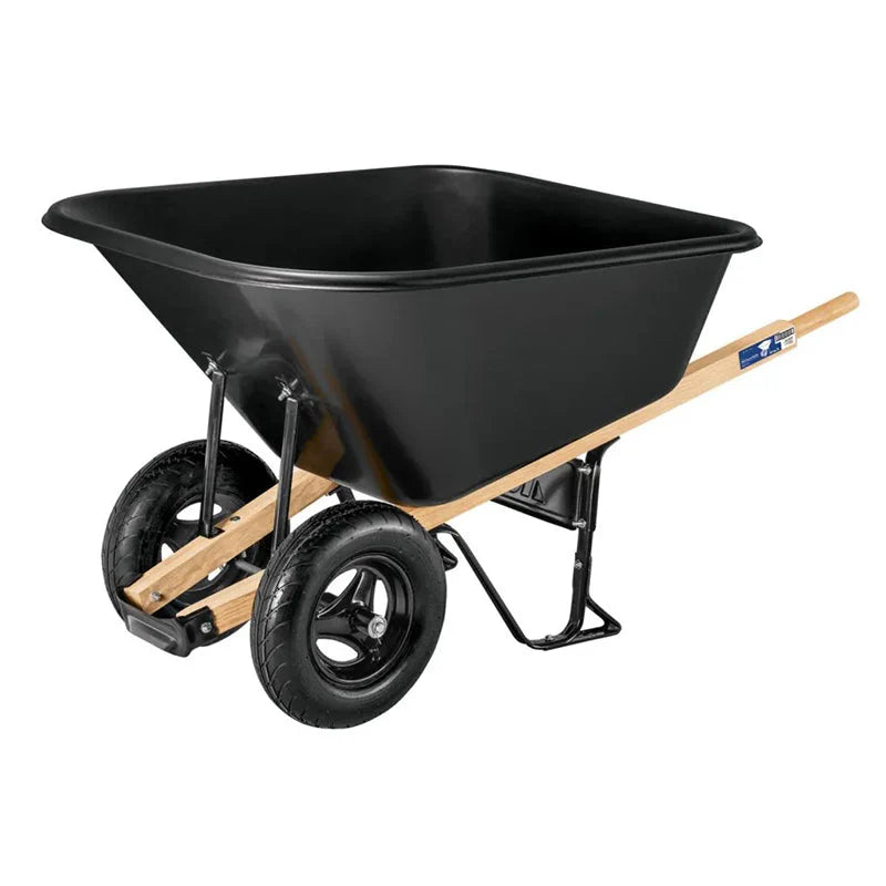 10 cu ft Poly Wheelbarrow with Dual 16" Pneumatic Tires and Hardwood Handles